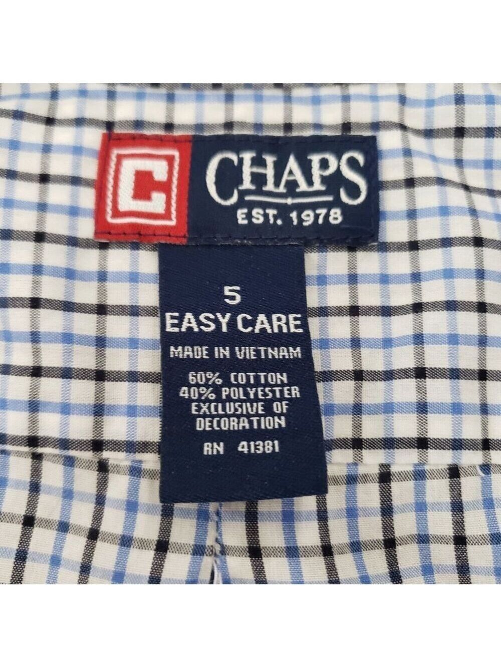 Chaps Boys Small Plaid Shirt Blue Button Down Size 5/6 Long Sleeve - Picture 5 of 7